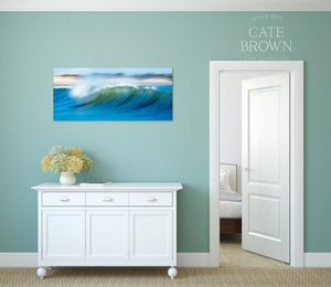 Cate Brown Photo Canvas / 12"x27" / None (Print Only) Barreling Blue  //  Seascape Photography Made to Order Ocean Fine Art