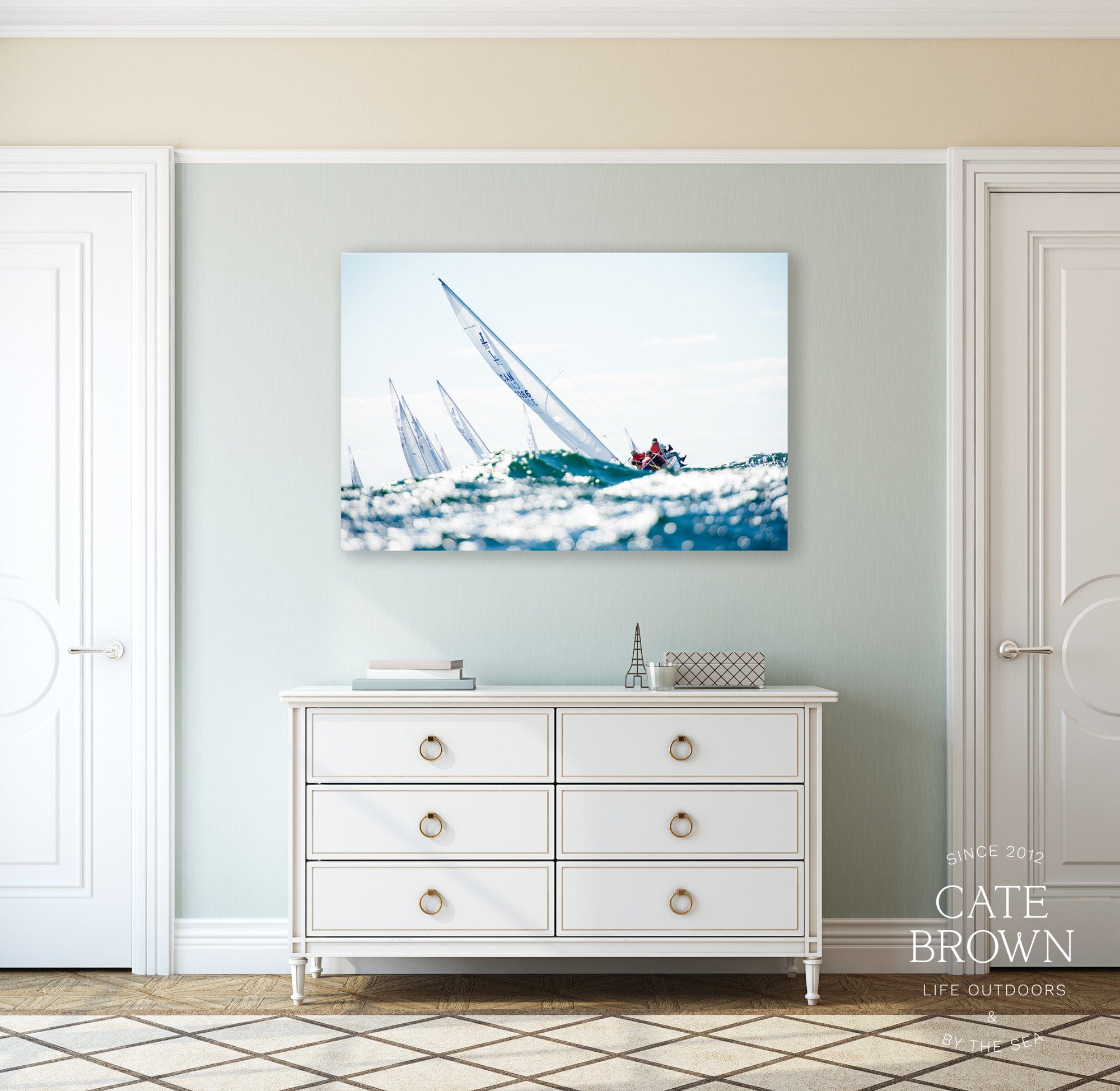 Cate Brown Photo Canvas / 16"x24" / None (Print Only) J24s Rolling  //  Nautical Photography Made to Order Ocean Fine Art