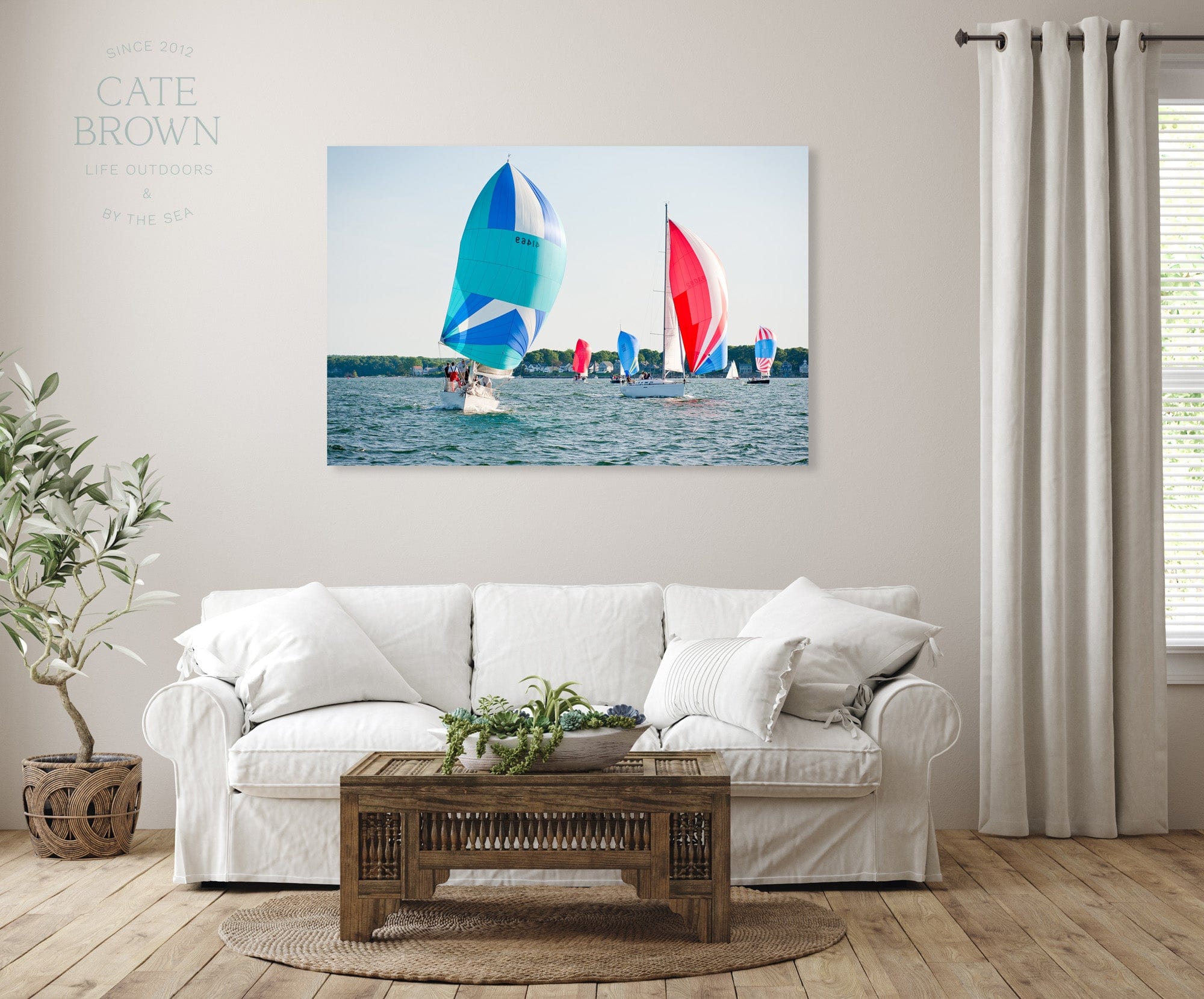 Cate Brown Photo Canvas / 16"x24" / None (Print Only) Spinnakers at Wednesday Night  //  Nautical Photography Made to Order Ocean Fine Art