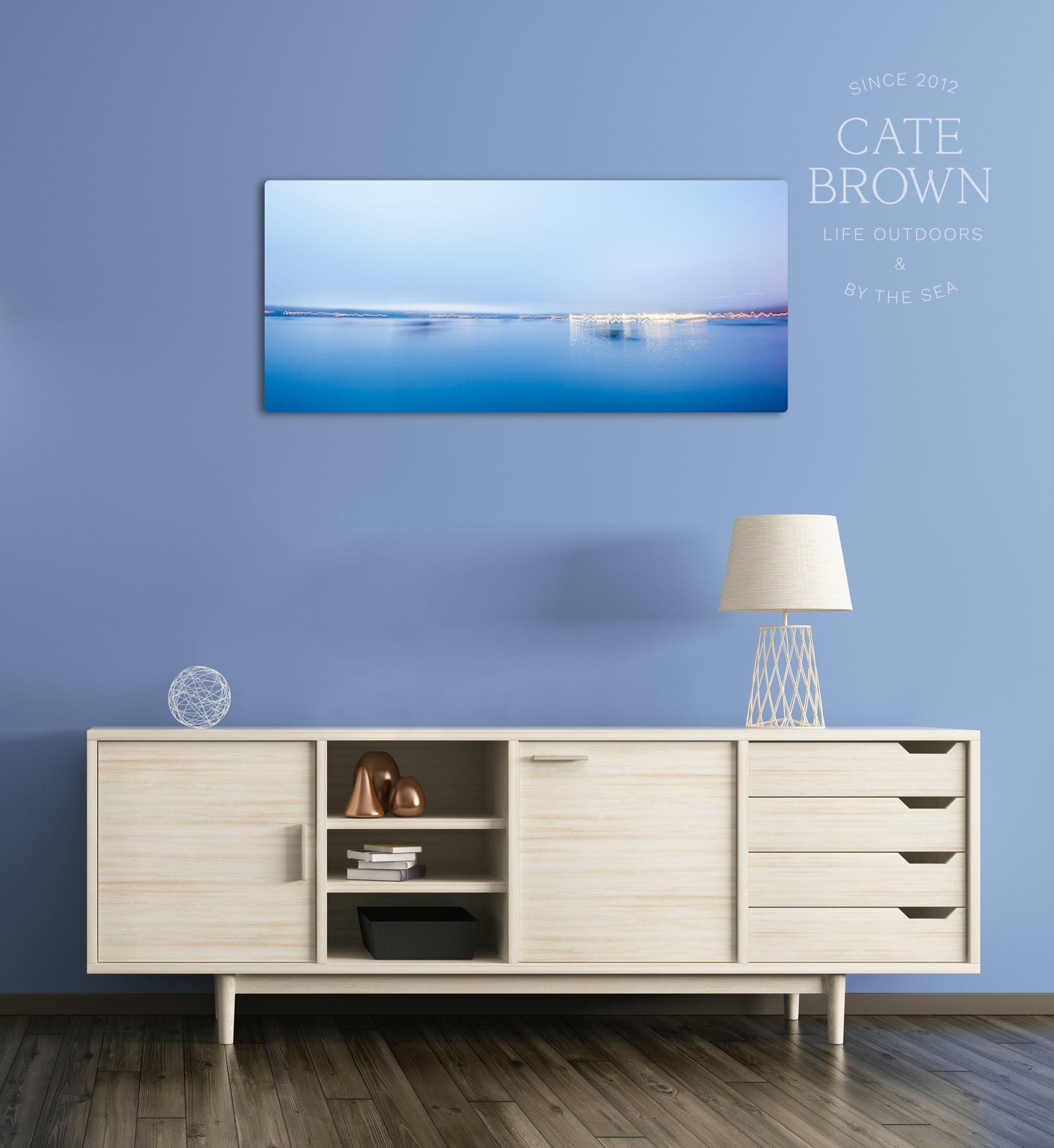 Cate Brown Photo Canvas / 12"x27" / None (Print Only) Stonington Harbor at Dusk  //  Seascape Photography Made to Order Ocean Fine Art