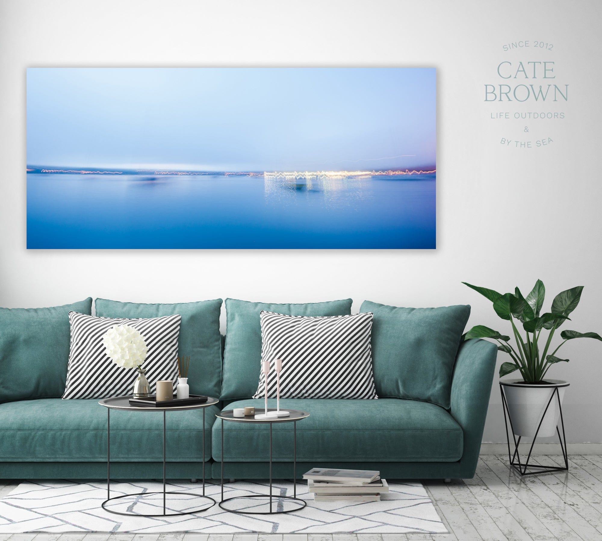Cate Brown Photo Canvas / 12"x27" / None (Print Only) Stonington Harbor at Dusk  //  Seascape Photography Made to Order Ocean Fine Art