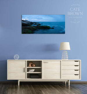 Cate Brown Photo Canvas / 12"x27" / None (Print Only) Beavertail Panoramic #4  //  Landscape Photography Made to Order Ocean Fine Art