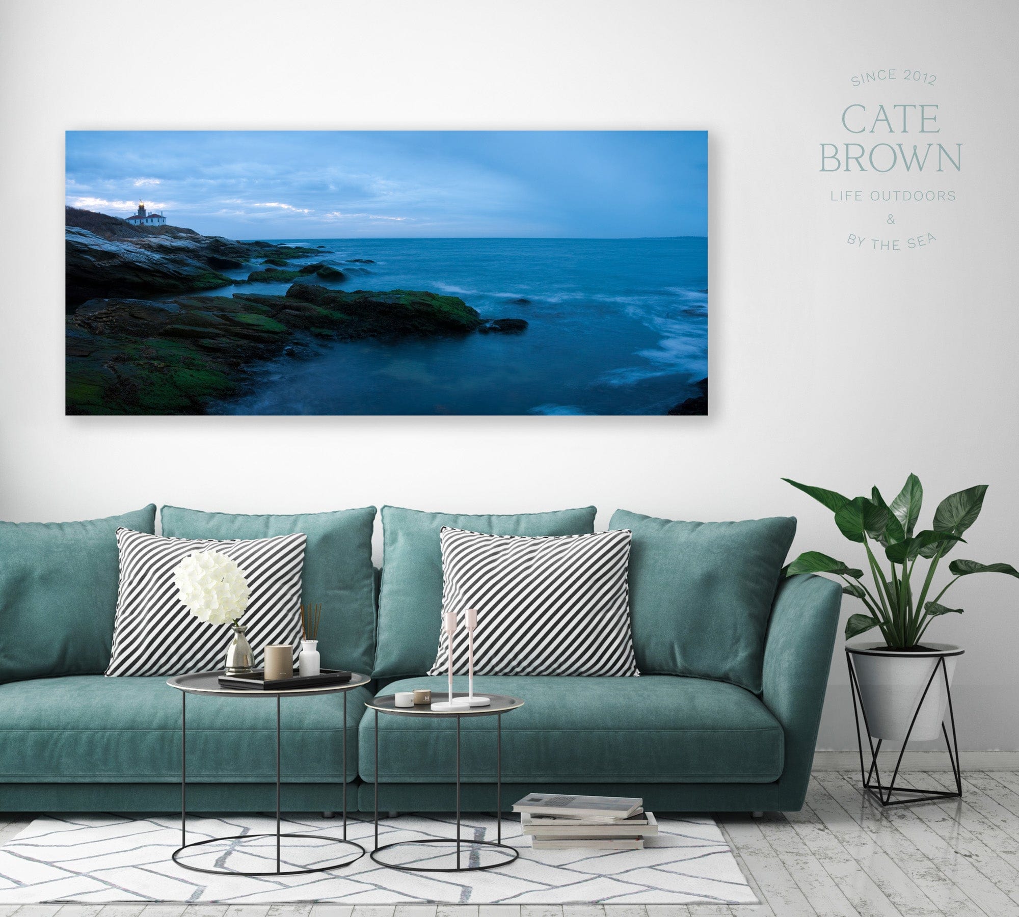 Cate Brown Photo Metal / 12"x27" / None (Print Only) Beavertail Panoramic #4  //  Landscape Photography Made to Order Ocean Fine Art