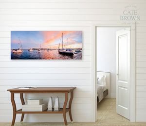 Cate Brown Photo Canvas / 12"x30" / None (Print Only) Cuttyhunk Panoramic  //  Nautical Photography Made to Order Ocean Fine Art