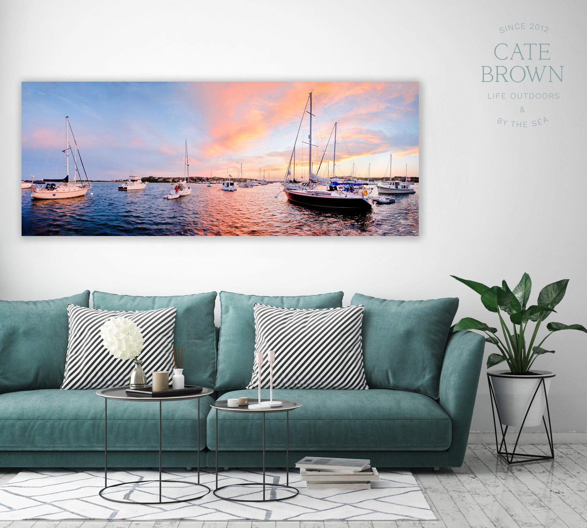 Cate Brown Photo Metal / 12"x30" / None (Print Only) Cuttyhunk Panoramic  //  Nautical Photography Made to Order Ocean Fine Art