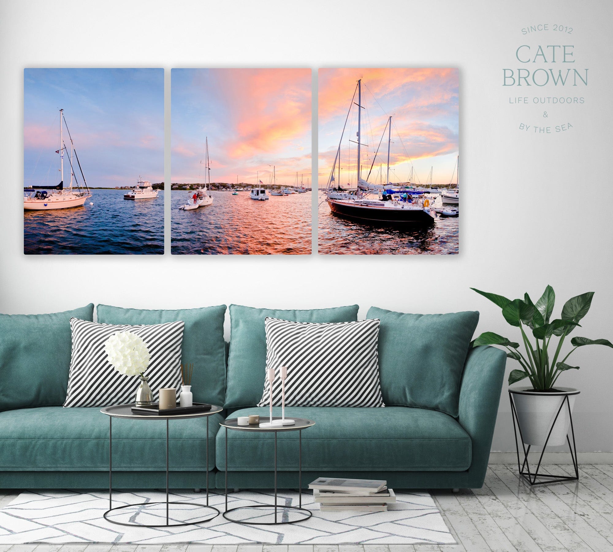 Cate Brown Photo Canvas Panels / 30"x75" / None (Print Only) Cuttyhunk Panoramic  //  Nautical Photography Made to Order Ocean Fine Art