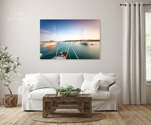 Cate Brown Photo Canvas / 16"x24" / None (Print Only) Dusk in Cuttyhunk Harbor  //  Nautical Photography Made to Order Ocean Fine Art