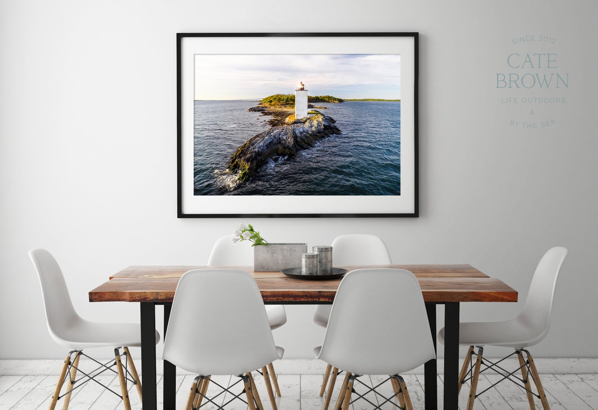 Cate Brown Photo Fine Art Print / 8"x12" / None (Print Only) Dutch Island Light #2   //  Aerial Photography Made to Order Ocean Fine Art