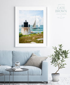 Cate Brown Photo Fine Art Print / 8"x12" / None (Print Only) J Class at Castle Hill Light  //  Nautical Photography Made to Order Ocean Fine Art