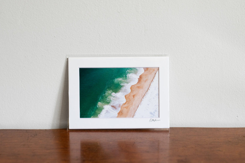 Cate Brown Photo Snowy Beach Aerial // Matted Mini Print 5x7" Snowy Beach Aerial // Matted Mini Print 5x7" Available Inventory Ocean Fine Art