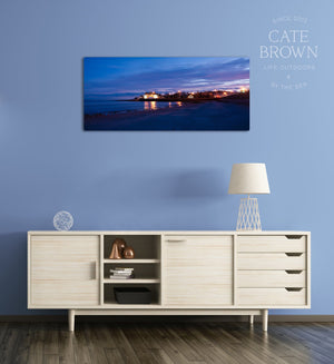Cate Brown Photo Canvas / 12"x27" / None (Print Only) Narragansett Towers at Dusk  //  Landscape Photography Made to Order Ocean Fine Art