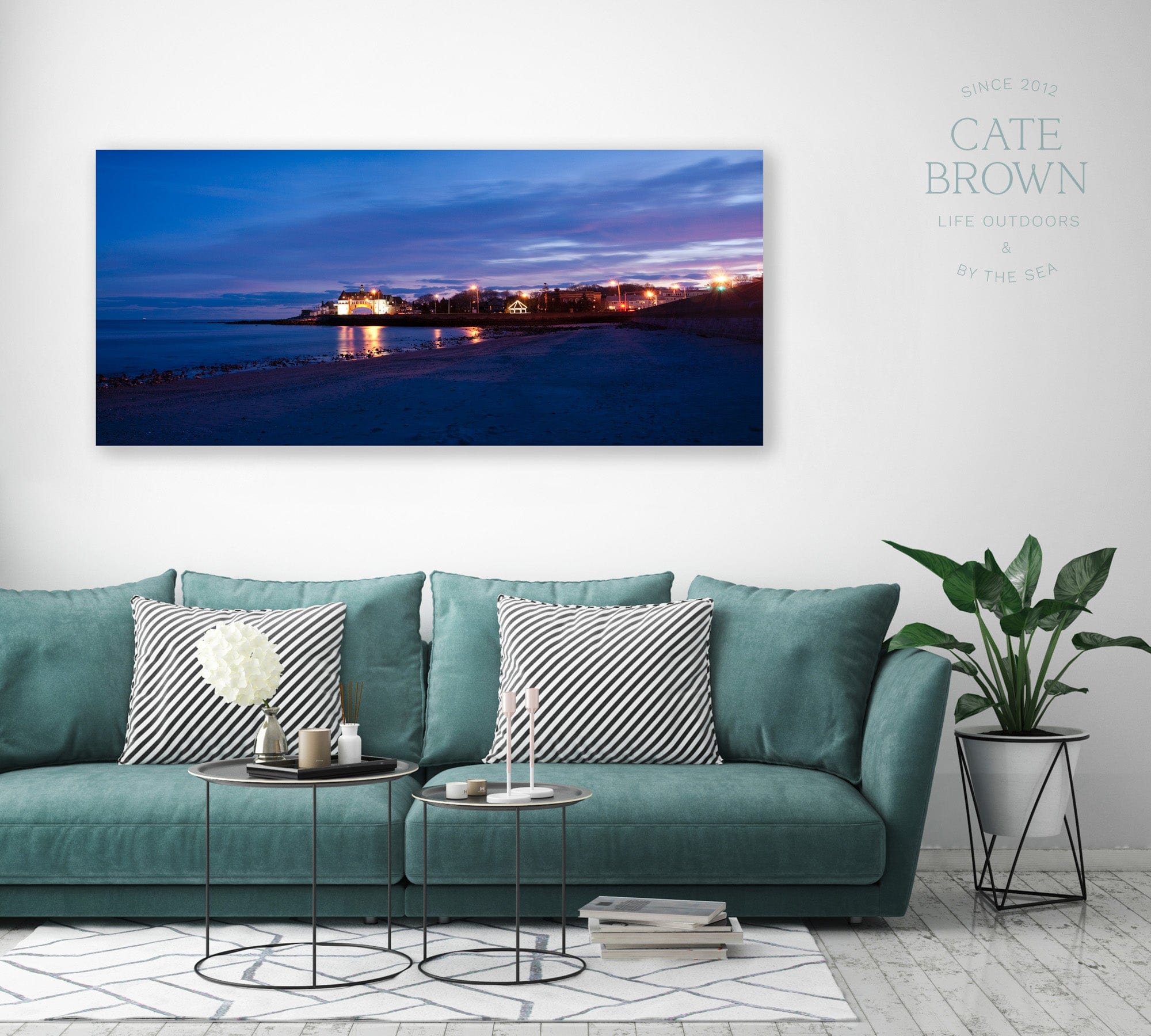 Cate Brown Photo Metal / 12"x27" / None (Print Only) Narragansett Towers at Dusk  //  Landscape Photography Made to Order Ocean Fine Art