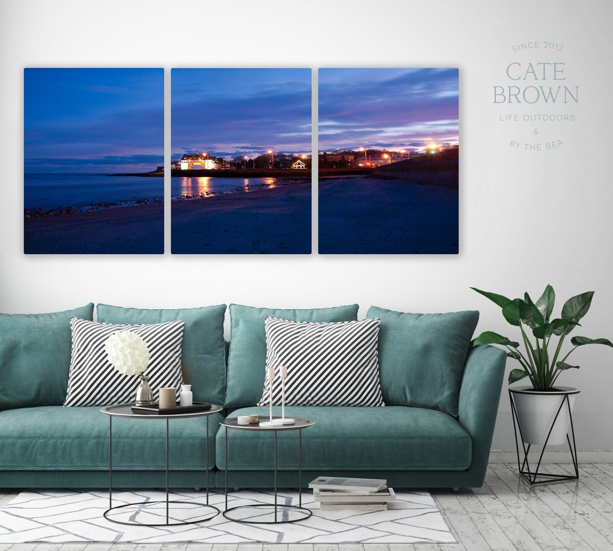 Cate Brown Photo Canvas Panels / 30"x67.5" / None (Print Only) Narragansett Towers at Dusk  //  Landscape Photography Made to Order Ocean Fine Art