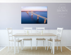 Cate Brown Photo Canvas / 16"x24" / None (Print Only) Newport Bridget at Dusk  //  Aerial Photography Made to Order Ocean Fine Art