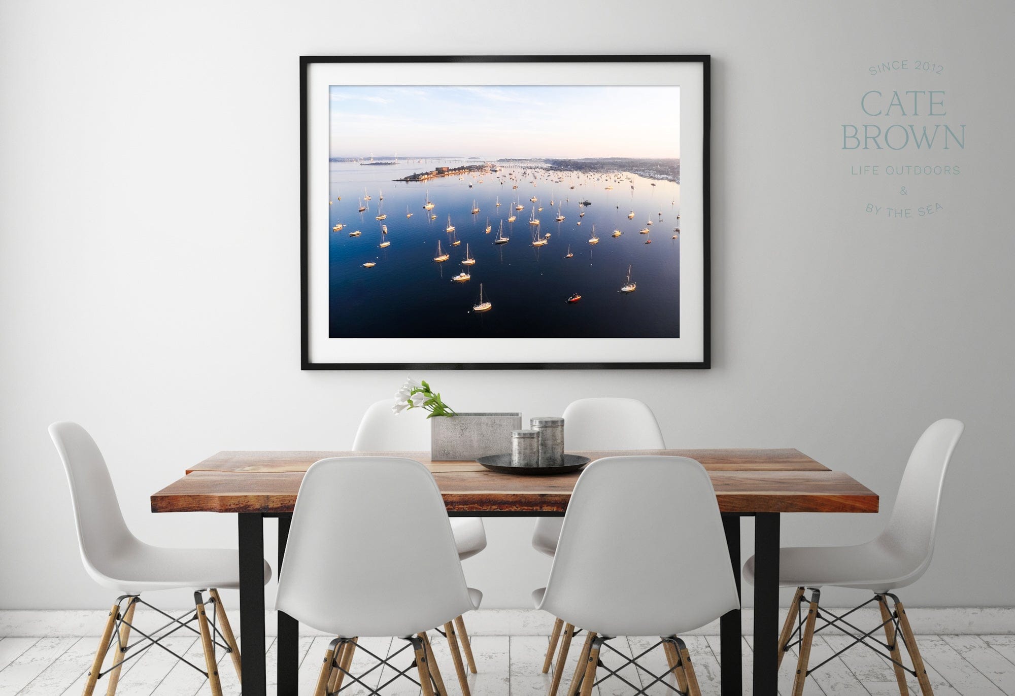 Cate Brown Photo Fine Art Print / 8"x12" / None (Print Only) Newport Harbor at Sunrise  //  Aerial Photography Made to Order Ocean Fine Art