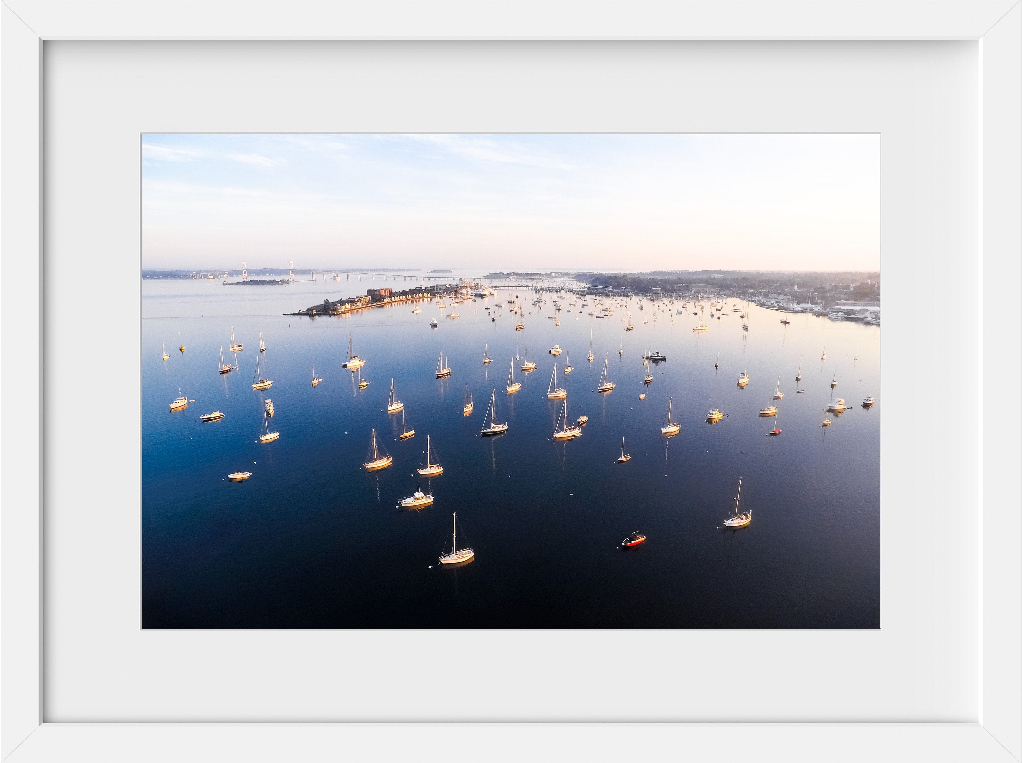 Cate Brown Photo Newport Harbor at Sunrise  //  Aerial Photography Made to Order Ocean Fine Art