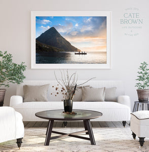 Cate Brown Photo Fine Art Print / 8"x12" / None (Print Only) Sunset by the Pitons  //  Landscape Photography Made to Order Ocean Fine Art