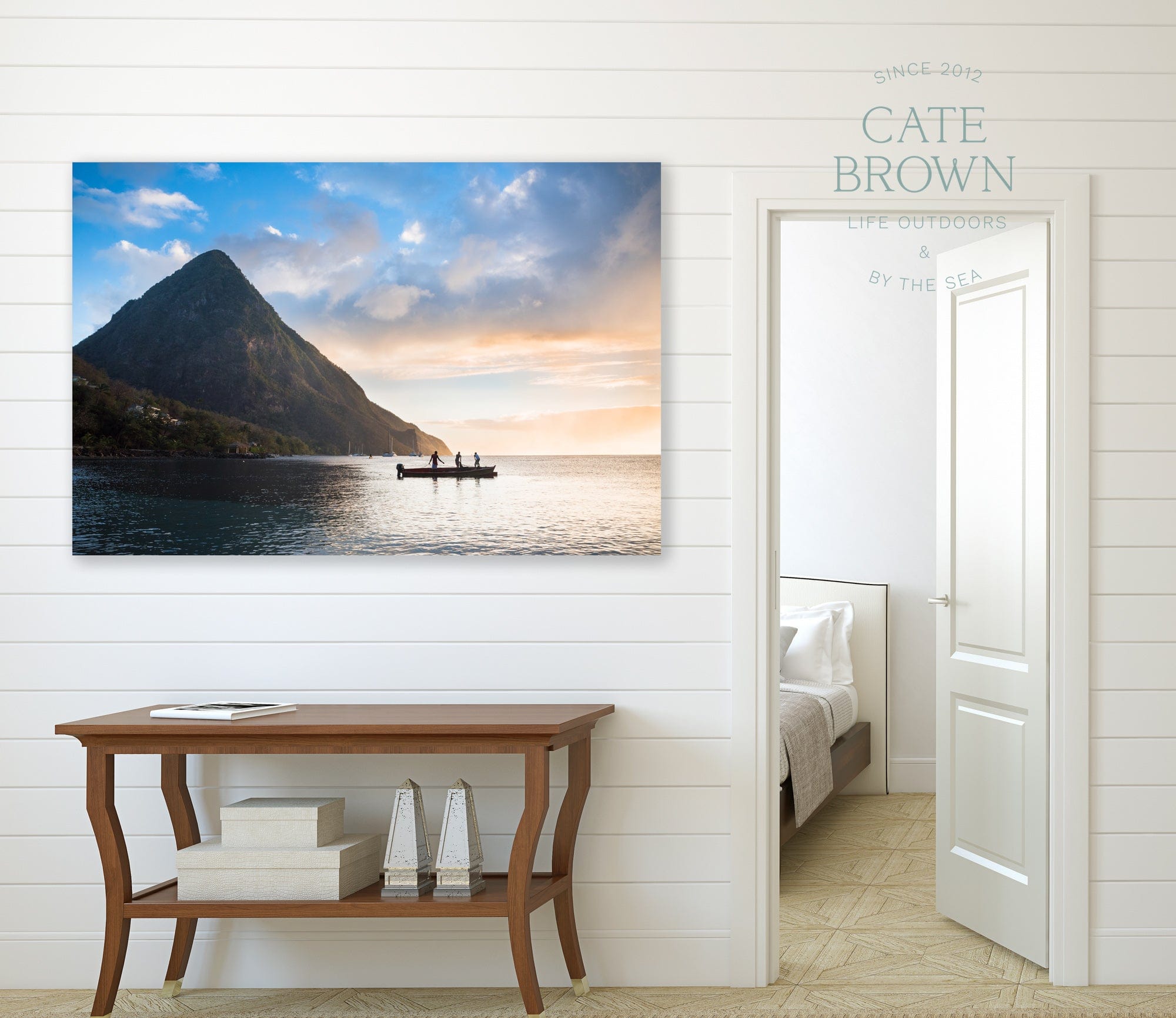 Cate Brown Photo Canvas / 16"x24" / None (Print Only) Sunset by the Pitons  //  Landscape Photography Made to Order Ocean Fine Art