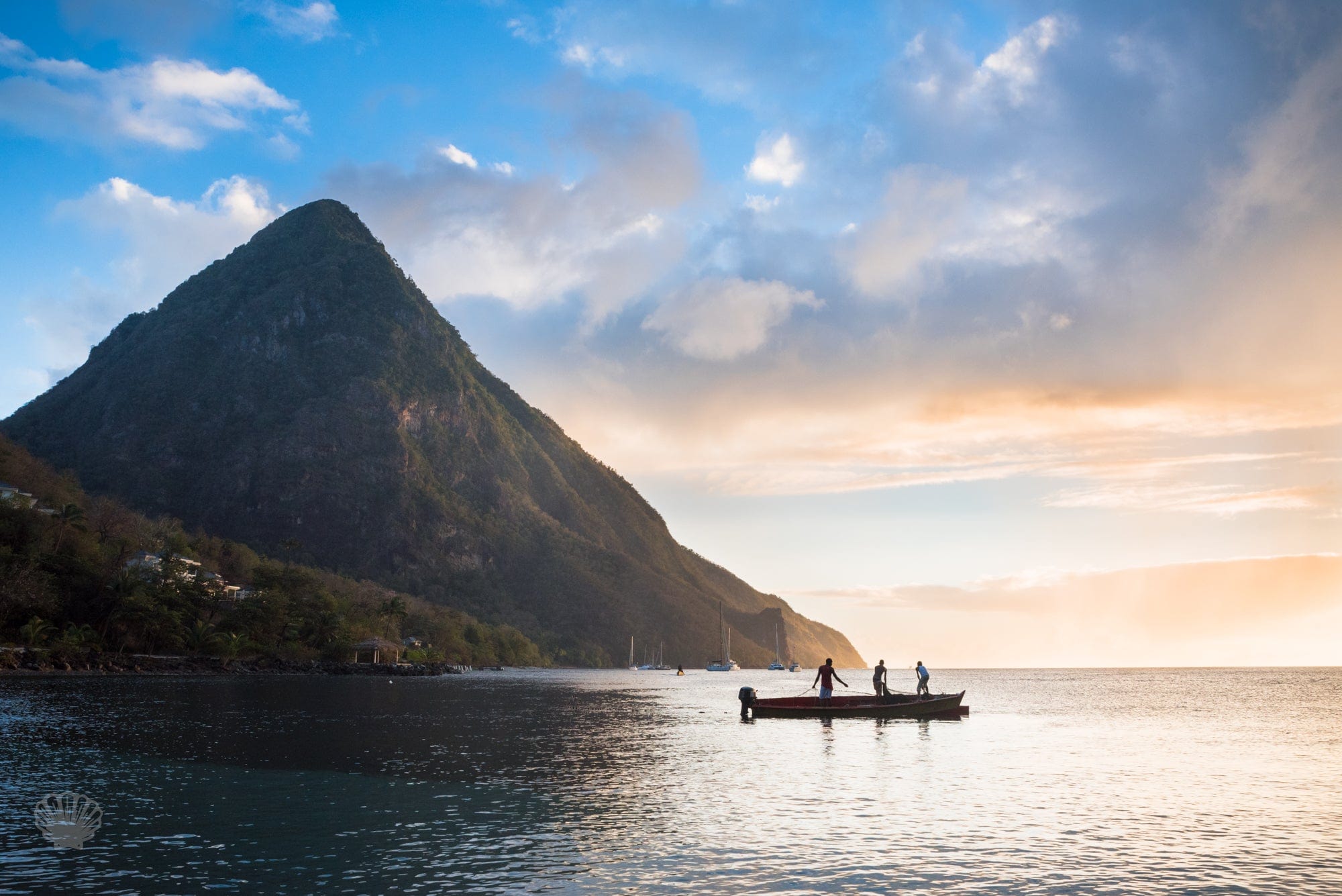 Cate Brown Photo Sunset by the Pitons  //  Landscape Photography Made to Order Ocean Fine Art