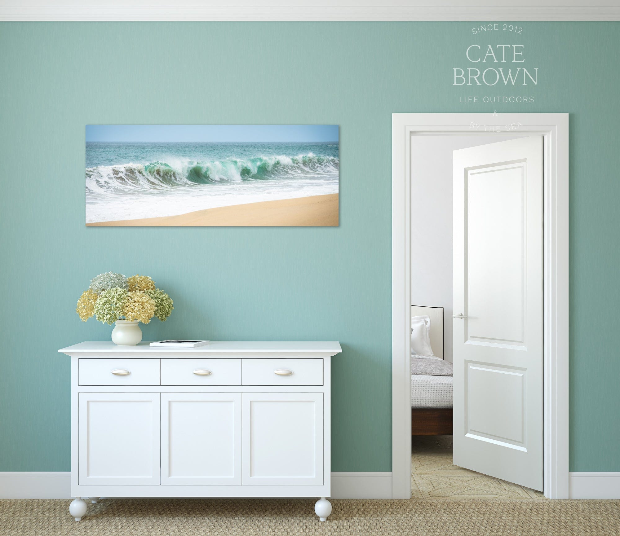 Cate Brown Photo Canvas / 12"x30" / None (Print Only) Tinaja Wave Panoramic  //  Seascape Photography Made to Order Ocean Fine Art
