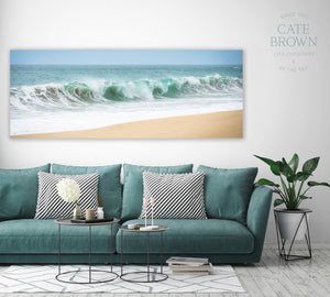 Cate Brown Photo Metal / 12"x30" / None (Print Only) Tinaja Wave Panoramic  //  Seascape Photography Made to Order Ocean Fine Art