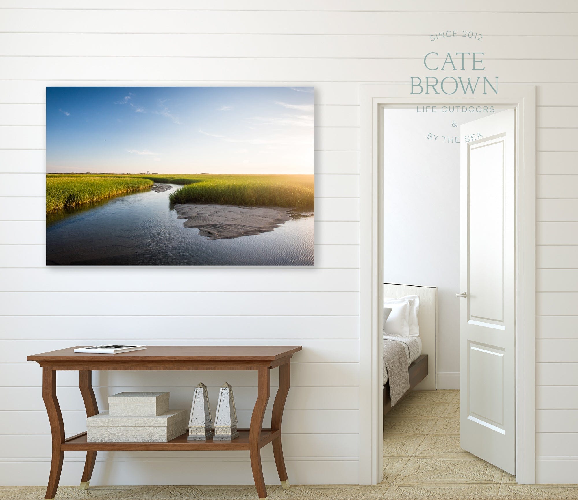 Cate Brown Photo Canvas / 16"x24" / None (Print Only) Wood End Light Across the Marsh  //  Landscape Photography Made to Order Ocean Fine Art