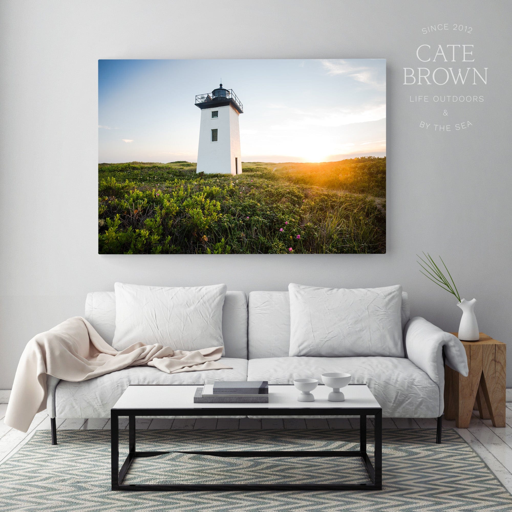 Cate Brown Photo Canvas / 16"x24" / None (Print Only) Wood End Light at Sunset #1  //  Landscape Photography Made to Order Ocean Fine Art