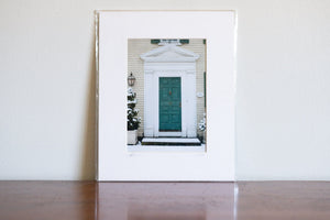 Cate Brown Photo Green Classic Door Wickford Doors in Winter // Matted Mini Print 8x10" Available Inventory Ocean Fine Art