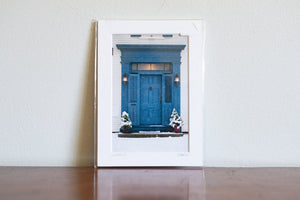 Cate Brown Photo Winter -- Big Blue Door Wickford Doors // Matted Mini Print 5x7" Available Inventory Ocean Fine Art