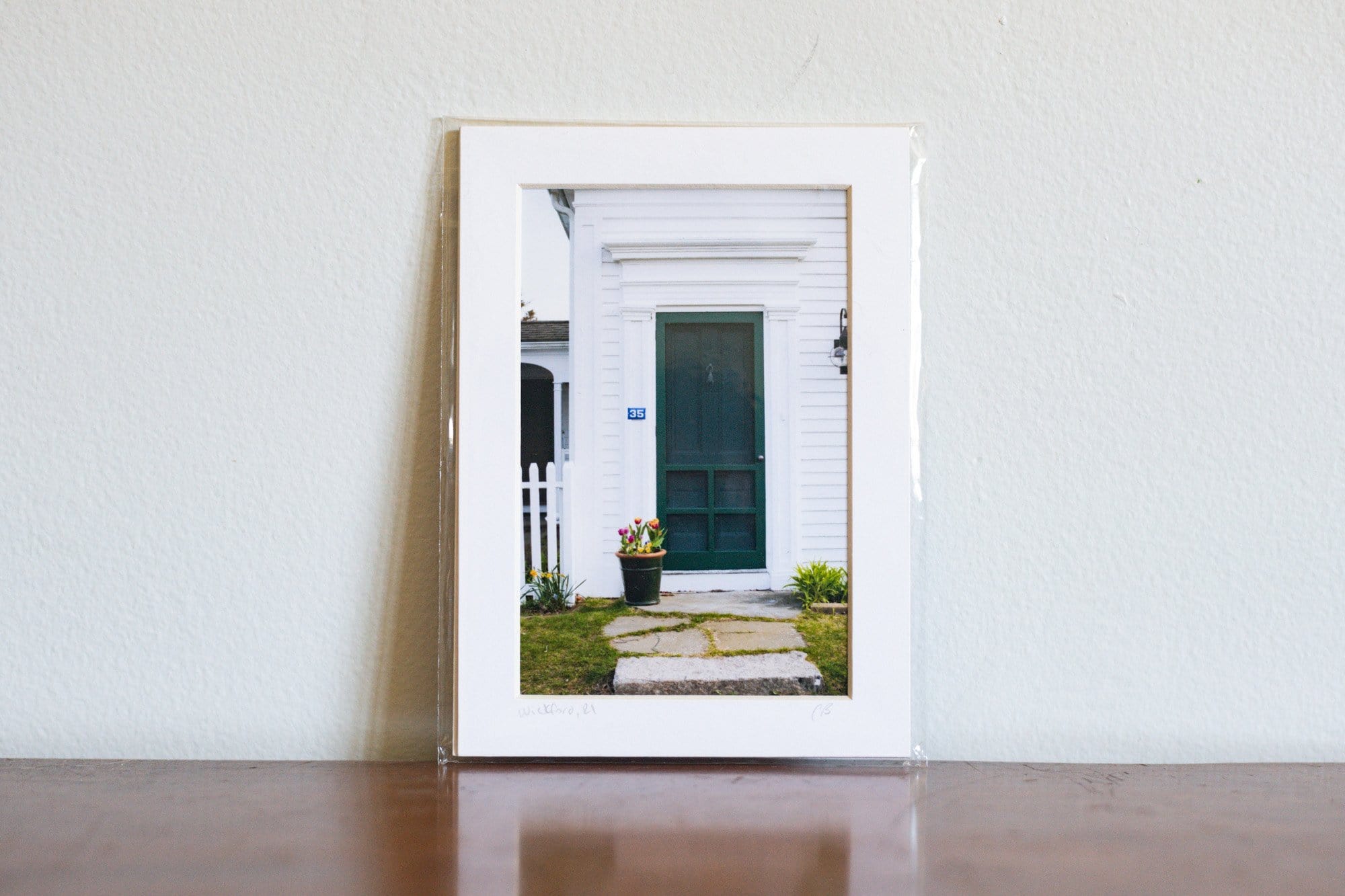 Cate Brown Photo Spring -- Green Door Wickford Doors // Matted Mini Print 5x7" Available Inventory Ocean Fine Art