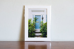 Cate Brown Photo Summer -- Blue Door Wickford Doors // Matted Mini Print 5x7" Available Inventory Ocean Fine Art