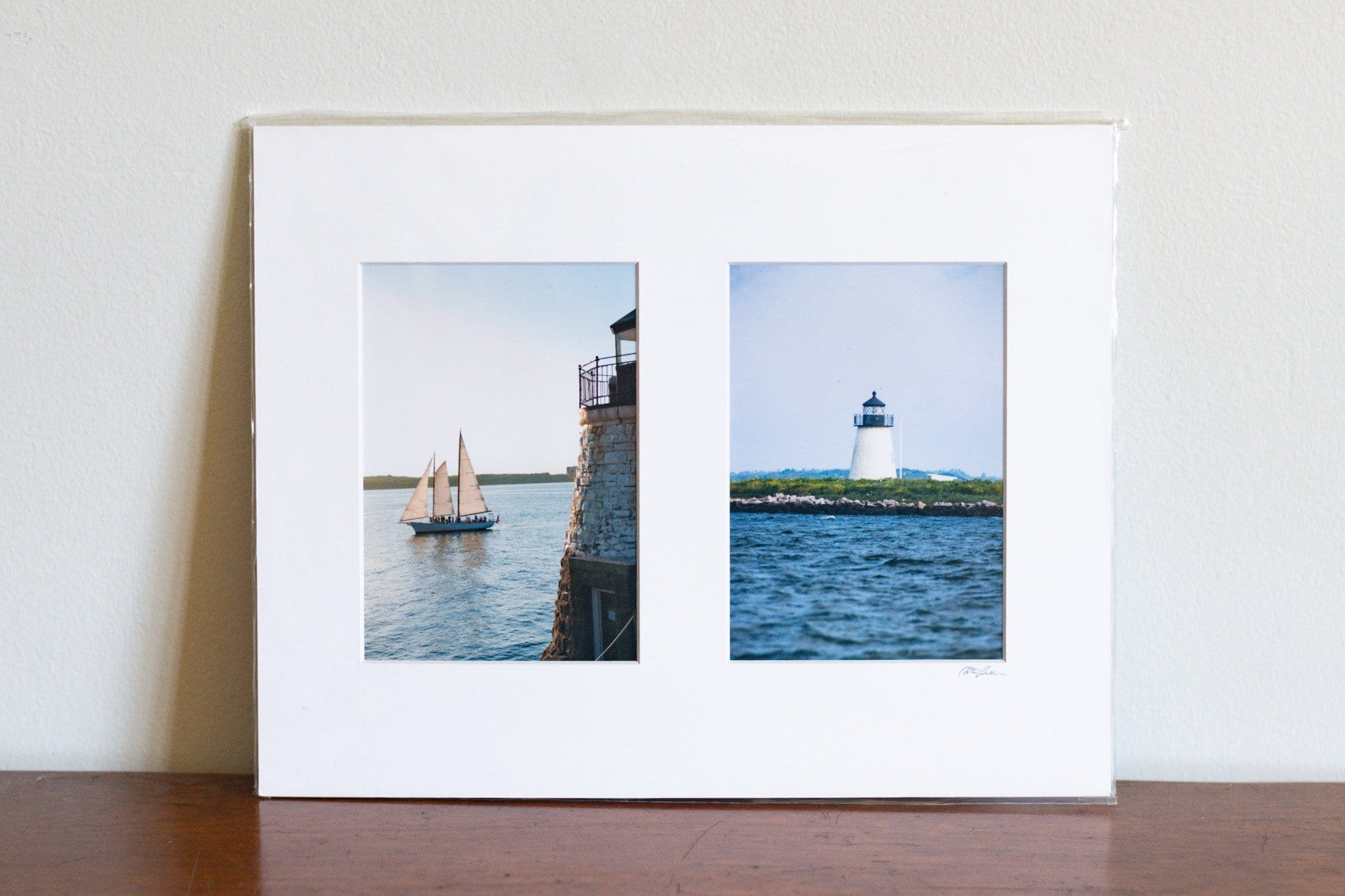 Cate Brown Photo Lighthouse Diptych // Matted Mini Print 11x14" Available Inventory Ocean Fine Art