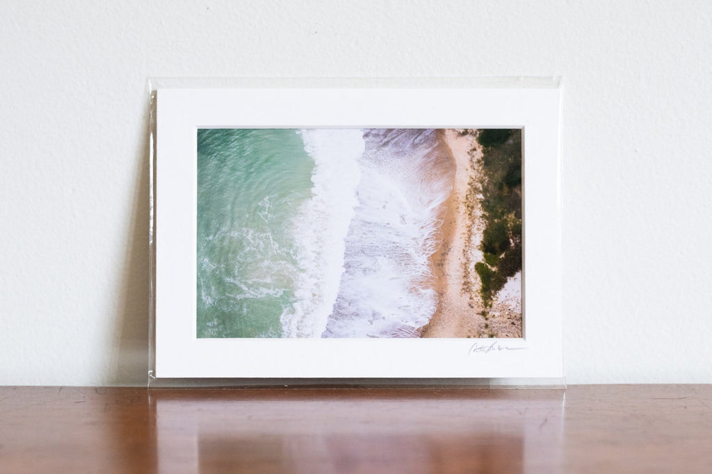 Cate Brown Photo Aerial Shorelines of Green // Matted Mini Print 5x7" Available Inventory Ocean Fine Art