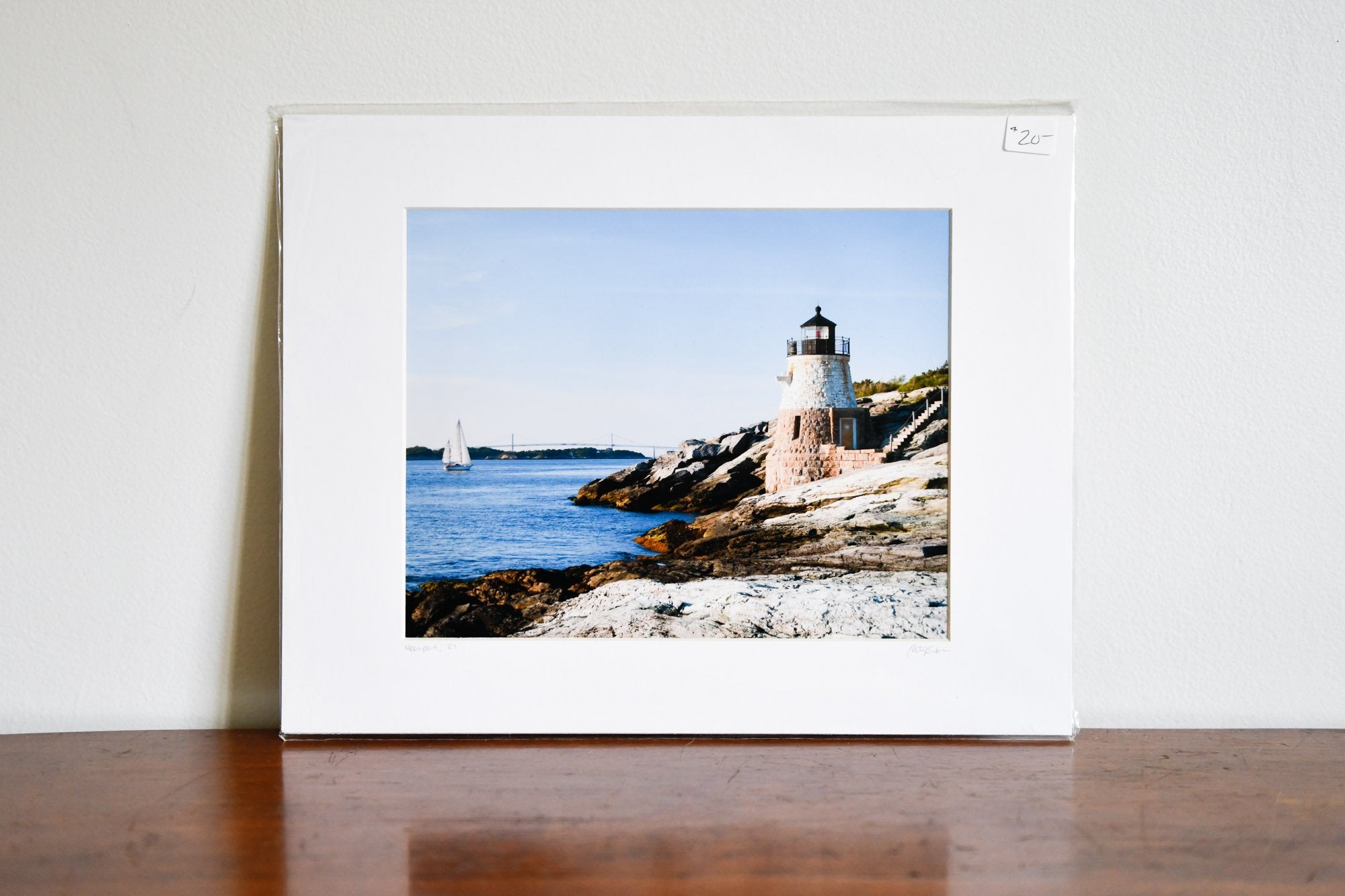 Cate Brown Photo Castle Hill Light in the Sun // Matted Mini Print 11x14" Available Inventory Ocean Fine Art