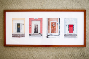 Cate Brown Photo Wickford Doors in Winter #1 // Framed Fine Art Collage 13x30" // Open Edition Available Inventory Ocean Fine Art